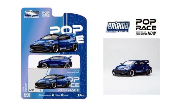 [數量限定] POP RACE × ENIGMA 1/64 海外聯名限定 吊卡版 豐田 TOYOTA PANDEM GR YARIS 金屬藍 PRE004 [數量限定] POP RACE × ENIGMA 1/64 海外聯名限定 吊卡版 豐田 TOYOTA PANDEM GR YARIS 金屬藍 PRE004