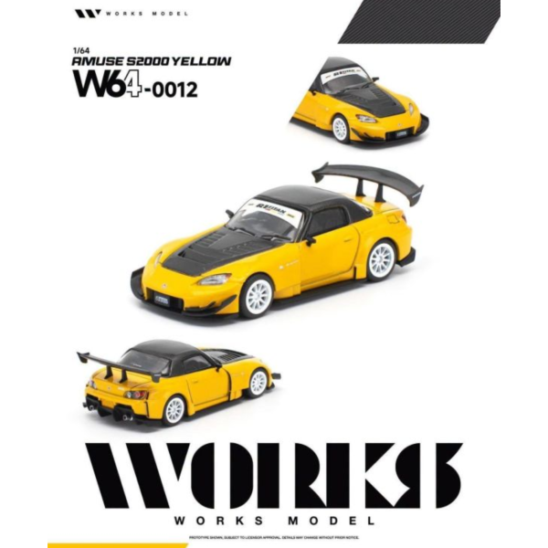 (預購) Works Model 1/64 本田 AMUSE S2000 YELLOW W640012 20260915 Works Model 1/64 本田 AMUSE S2000 YELLOW W640012