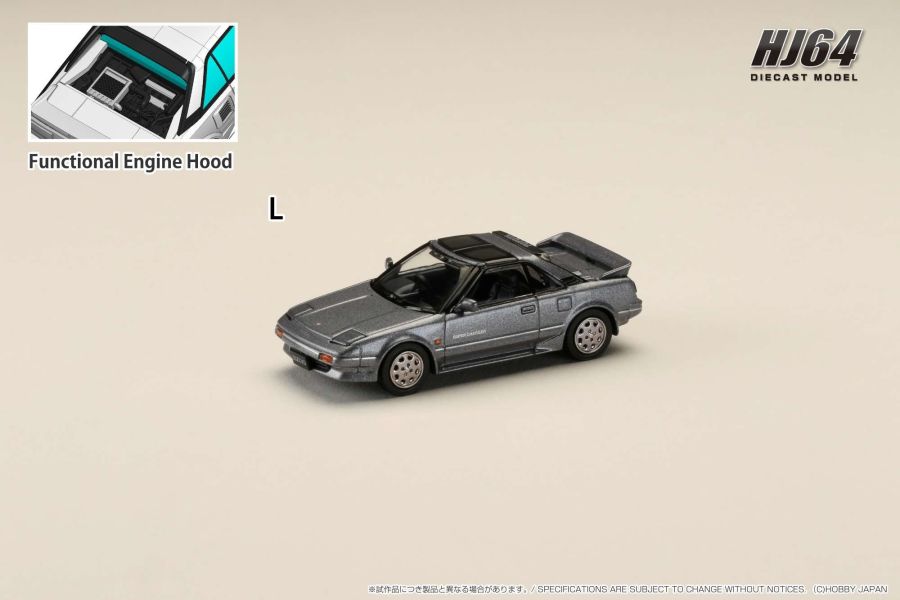 Hobby JAPAN 1/64 豐田 Toyota MR2 1600G-LIMITED SUPER CHARGER 1988 T型天窗 金屬灰 Hobby JAPAN 1/64 豐田 Toyota MR2 1600G-LIMITED SUPER CHARGER 1988 T型天窗 金屬灰
