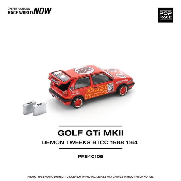 POP RACE 1/64 福斯 Volkswagen GOLF GTI MkII TEAM DEMON TWEEKS BTCC 1988 PR640105 POP RACE 1/64 福斯 Volkswagen GOLF GTI MkII TEAM DEMON TWEEKS BTCC 1988 PR640105