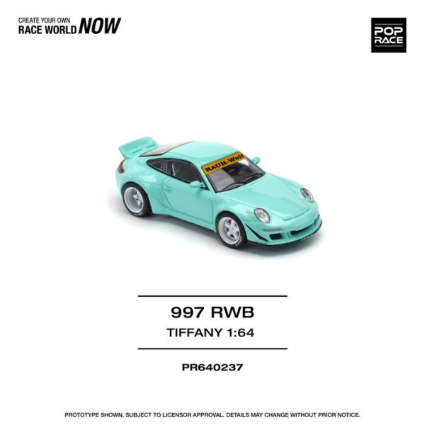 POP RACE 1/64 保時捷 Porsche RWB 997 TIFFANY BLUE PR640237 POP RACE 1/64 保時捷 Porsche RWB 997 TIFFANY BLUE PR640237