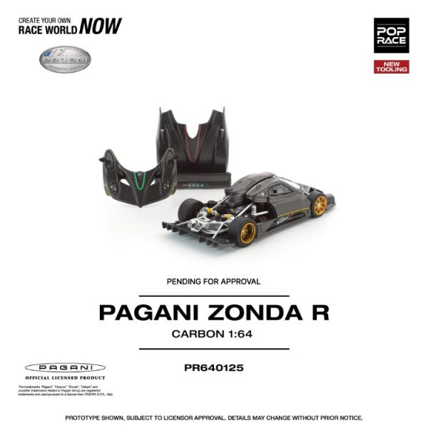 (預購) 新模具 POP RACE 1/64 帕加尼 PAGANI ZONDA R 前後可開 碳纖維塗裝 PR640125 20251107 新模具 POP RACE 1/64 帕加尼 PAGANI ZONDA R 前後可開 碳纖維塗裝 PR640125