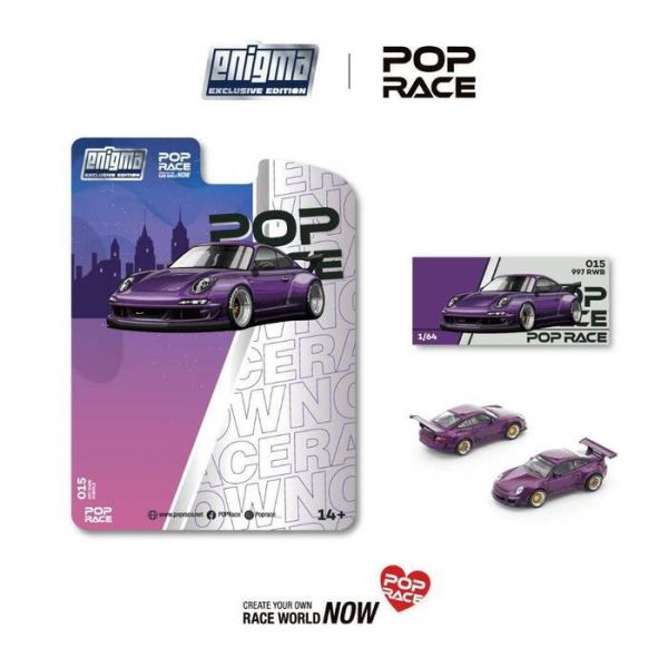 [吊卡版] POP RACE × Enigma 1/64 保時捷 PORSCHE  RWB 997 PURPLE PRE015 [吊卡版] POP RACE × Enigma 1/64 保時捷 PORSCHE  RWB 997 PURPLE PRE015