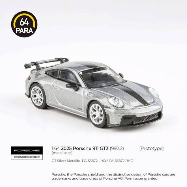 PARA64 1/64 保時捷 2025 Porsche 911 GT3 (992.2) 銀色 PA-55872 PARA64 1/64 保時捷 2025 Porsche 911 GT3 (992.2) 銀色 PA-55872
