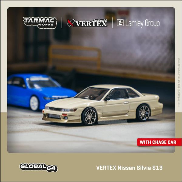 TARMAC WORKS 1/64 GLOBAL64 日產 VERTEX Nissan  Silvia S13 White / Gold Lamley Special Edition 白金特別版 TARMAC WORKS 1/64 GLOBAL64 日產 VERTEX Nissan  Silvia S13 White / Gold Lamley Special Edition 白金特別版