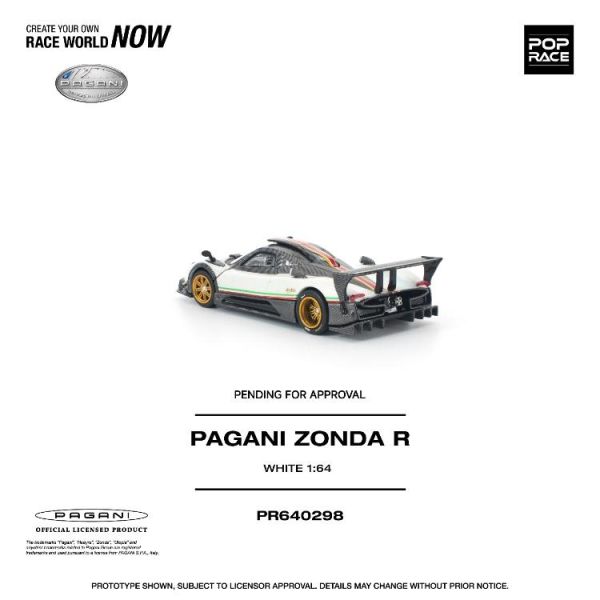 (預購) POP RACE 1/64 帕加尼 PAGANI ZONDA R WHITE PR640298 20260312 POP RACE 1/64 帕加尼 PAGANI ZONDA R WHITE PR640298
