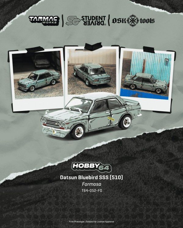 (預購) TARMAC WORKS 1/64 達特桑 HOBBY64 Datsun Bluebird SSS (510) Formosa T64-052-FO 20260921 TARMAC WORKS 1/64 達特桑 HOBBY64 Datsun Bluebird SSS (510) Formosa T64-052-FO