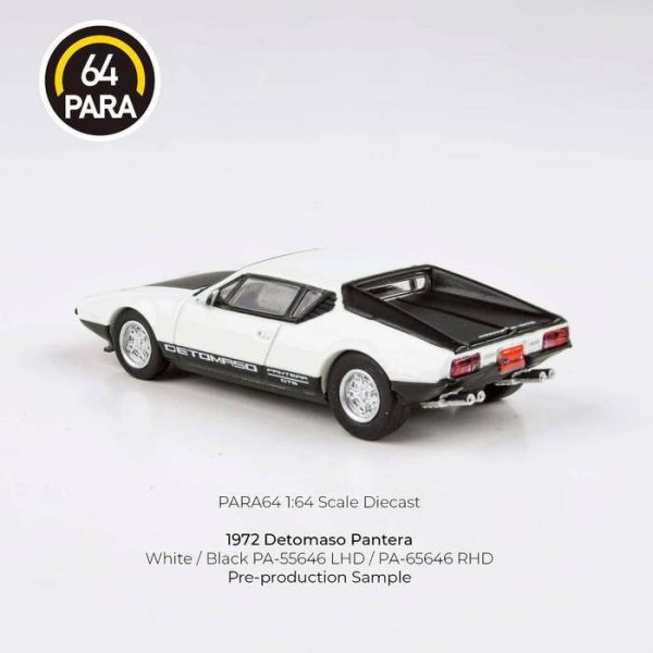 PARA64 1/64 德托馬索 1972 De Tomaso Pantera White / Black PA-55646 PARA64 1/64 德托馬索 1972 De Tomaso Pantera White / Black PA-55646