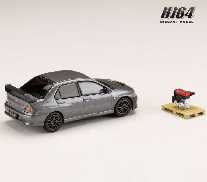 Hobby JAPAN 1/64 三菱 MITSUBISHI LANCER EVOLUTION 8 MR GSR + 展示引擎 灰銀 Hobby JAPAN 1/64 三菱 MITSUBISHI LANCER EVOLUTION 8 MR GSR + 展示引擎 灰銀