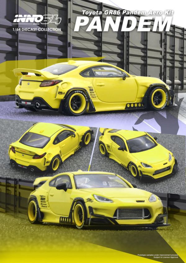 INNO64 1/64 豐田 TOYOTA GR86 "PANDEM" Yellow IN64-GR86P-YELLOW INNO64 1/64 豐田 TOYOTA GR86 "PANDEM" Yellow IN64-GR86P-YELLOW