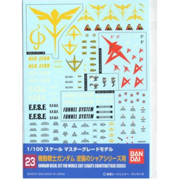 BANDAI 鋼彈專用水貼紙 023 1/100 逆襲的夏亞系列 專用水貼 BANDAI, 鋼彈專用水貼紙, 023 ,1/100, 逆襲的夏亞,系列 專用水貼