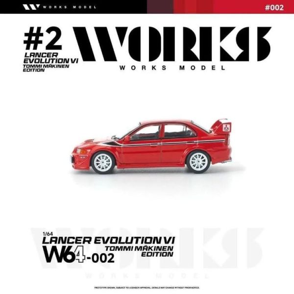 (預購) WORKS Model 1/64 三菱 MITSUBISHI LANCER EVOLUTION VI TOMMI MAKINEN RED W640002 20260524 WORKS Model 1/64 三菱 MITSUBISHI LANCER EVOLUTION VI TOMMI MAKINEN RED W640002
