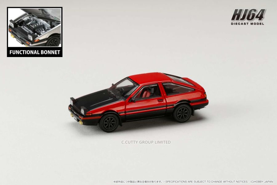 Hobby JAPAN 1/64 豐田 Toyota SPRINTER TRUENO GT APEX (AE86) JDM Style 碳纖維引擎蓋版 紅黑 Hobby JAPAN 1/64 豐田 Toyota SPRINTER TRUENO GT APEX (AE86) JDM Style 碳纖維引擎蓋版 紅黑