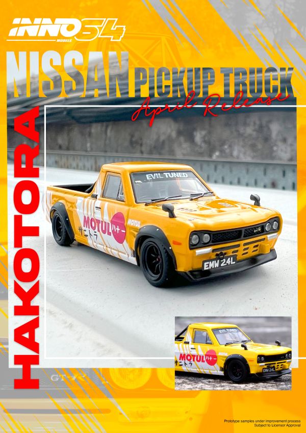 INNO64 1/64 日產 NISSAN HAKOTORA PICK UP TRUCK "MOTUL" Livery INNO64 1/64 日產 NISSAN HAKOTORA PICK UP TRUCK "MOTUL" Livery