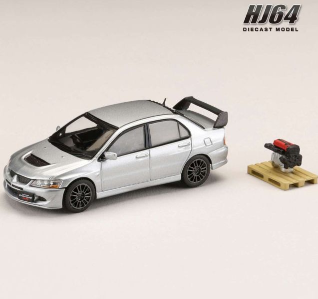 Hobby JAPAN 1/64 三菱 MITSUBISHI LANCER EVOLUTION 8 MR GSR + 展示引擎 金屬銀 Hobby JAPAN 1/64 三菱 MITSUBISHI LANCER EVOLUTION 8 MR GSR + 展示引擎 金屬銀