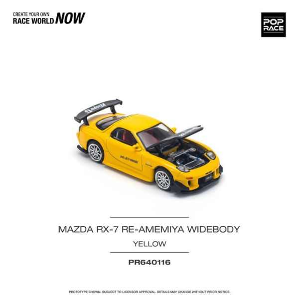 POP RACE 1/64 馬自達 MAZDA RX-7 (FD3S) RE-AMEMIYA WIDEBODY RE雨宮 寬體RX7 黃色 PR640116 POP RACE 1/64 馬自達 MAZDA RX-7 (FD3S) RE-AMEMIYA WIDEBODY RE雨宮 寬體RX7 黃色 PR640116