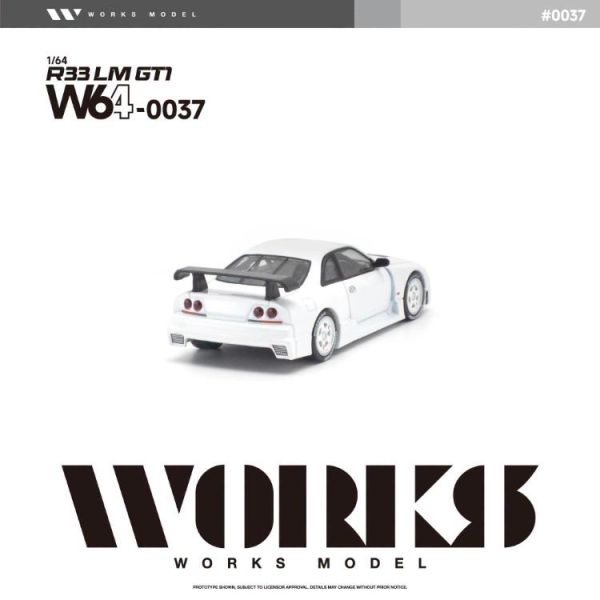 (預購) WORKS MODEL 1/64 R33 LM 1995 GT1 WHITE W640037 20260708 WORKS MODEL 1/64 R33 LM 1995 GT1 WHITE W640037