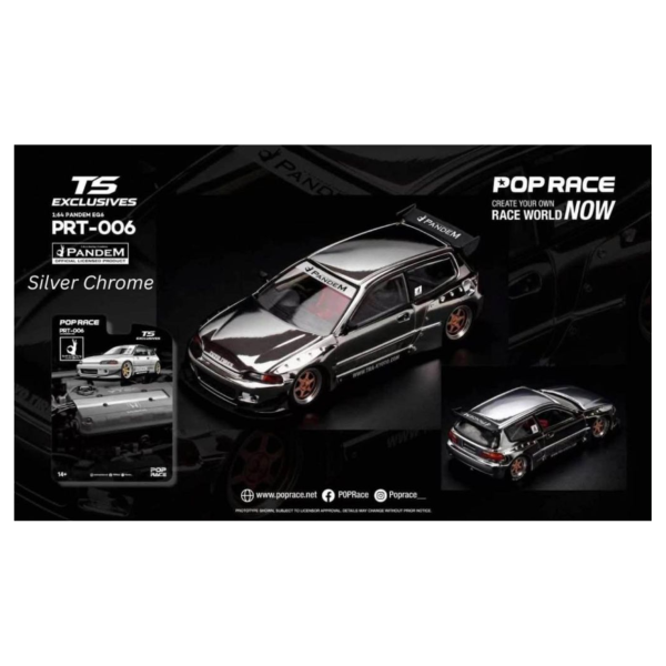(預購) POP RACE 1/64 TOKYO STATION PANDEM EG6 SILVER CHROME PRT006 20260709 POP RACE 1/64 TOKYO STATION PANDEM EG6 SILVER CHROME PRT006