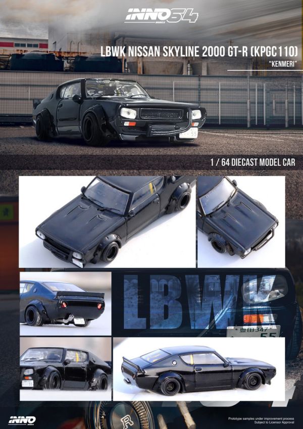INNO64 1/64 日產 NISSAN SKYLINE 2000 GT-R (KPGC110) "KENMERI" Black INNO64 1/64 日產 NISSAN SKYLINE 2000 GT-R (KPGC110) "KENMERI" Black