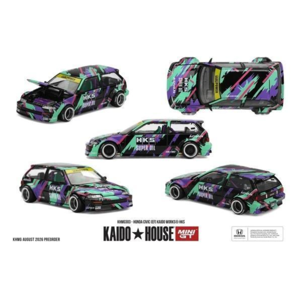 (預購) KAIDO HOUSE 1/64 本田 Honda Civic (EF) Kaido Works HKS KHMG303 20260820 KAIDO HOUSE 1/64 本田 Honda Civic (EF) Kaido Works HKS KHMG303
