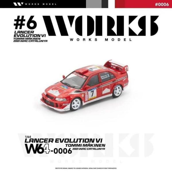 (預購) WORKS Model 1/64 三菱 MITSUBISHI LANCER EVOLUTION VI TOMMI MAKINEN 2001 WRC CATALUNYA W640006 20260524 WORKS Model 1/64 三菱 MITSUBISHI LANCER EVOLUTION VI TOMMI MAKINEN 2001 WRC CATALUNYA W640006