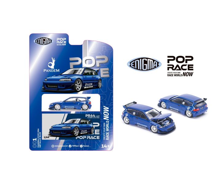[特別吊卡版] POP RACE x Enigma 1/64 本田 HONDA PANDEM CIVIC EG6 v1.5 五代喜美 金屬藍 Enigma聯名限定版 PR640127-B [特別吊卡版] POP RACE x Enigma 1/64 本田 HONDA PANDEM CIVIC EG6 v1.5 五代喜美 金屬藍 Enigma聯名限定版 PR640127-B