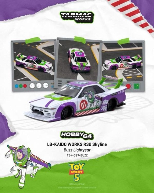 (預購) TARMAC WORKS 1/64 HOBBY64 LB-KAIDO WORKS R32 Skyline 巴斯光年 T64-097-BUZZ 20260609 TARMAC WORKS 1/64 HOBBY64 LB-KAIDO WORKS R32 Skyline 巴斯光年 T64-097-BUZZ