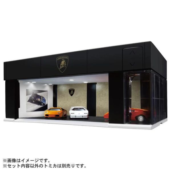 TOMICA 多美小汽車 LED電動鐵捲門車庫 藍寶堅尼展示中心式樣 附LP500S特典小車 TOMICA 多美小汽車 LED電動鐵捲門車庫 藍寶堅尼展示中心式樣 附LP500S特典小車