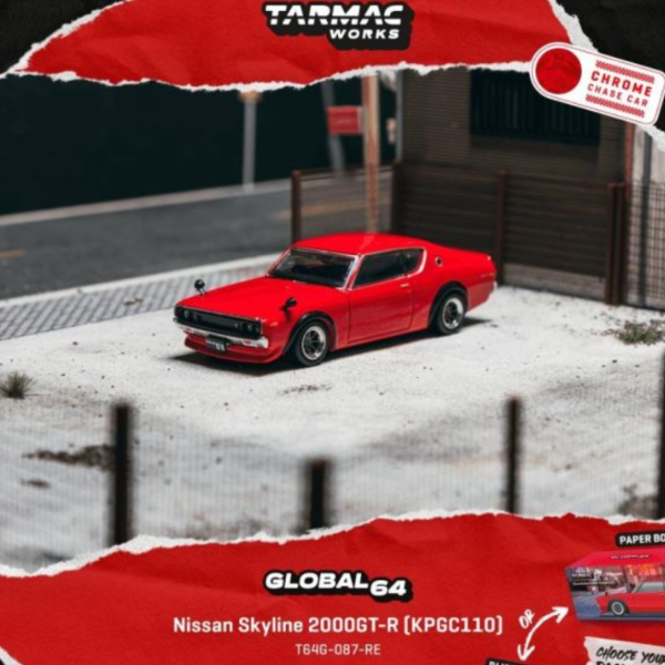 (預購) [吊卡版] Tarmac Works 1/64 日產 GLOBAL64 Nissan Skyline 2000GT-R (KPGC110) Red T64G-087-RE 20260824 [吊卡版] Tarmac Works 1/64 日產 GLOBAL64 Nissan Skyline 2000GT-R (KPGC110) Red T64G-087-RE