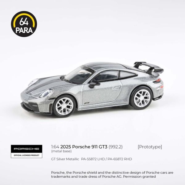 PARA64 1/64 保時捷 2025 Porsche 911 GT3 (992.2) 銀色 PA-55872 PARA64 1/64 保時捷 2025 Porsche 911 GT3 (992.2) 銀色 PA-55872