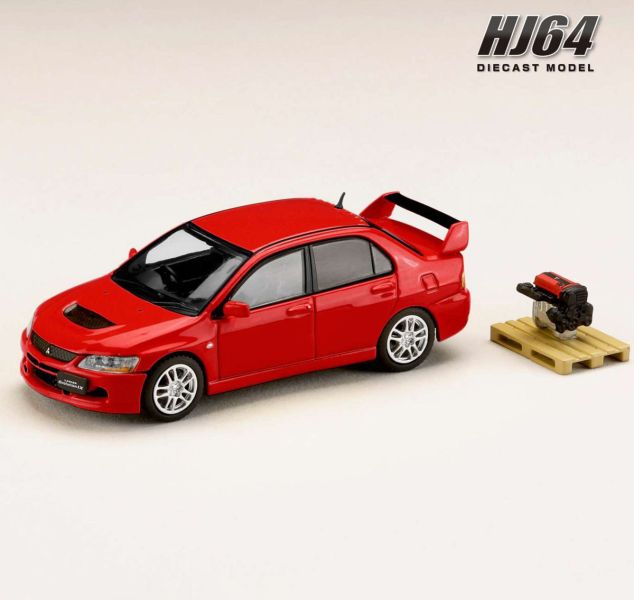 Hobby JAPAN 1/64 三菱 MITSUBISHI LANCER EVOLUTION 9 GSR + 展示引擎 純紅 Hobby JAPAN 1/64 三菱 MITSUBISHI LANCER EVOLUTION 9 GSR + 展示引擎 純紅