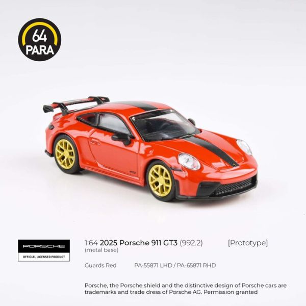 PARA64 1/64 保時捷 2025 Porsche 911 GT3 (992.2) 衛兵紅 PA-55871 PARA64 1/64 保時捷 2025 Porsche 911 GT3 (992.2) 衛兵紅 PA-55871