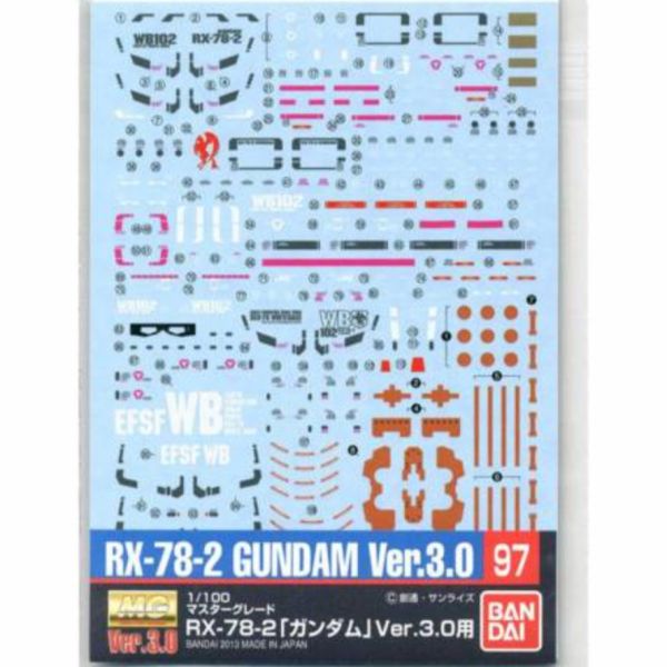 BANDAI 鋼彈專用水貼紙 097 1/100 MG RX78-2 3.0用 水貼紙 BANDAI ,鋼彈專用水貼紙, 097, MG, 1/100, RX-78-2 ,3.0, 專用水貼紙