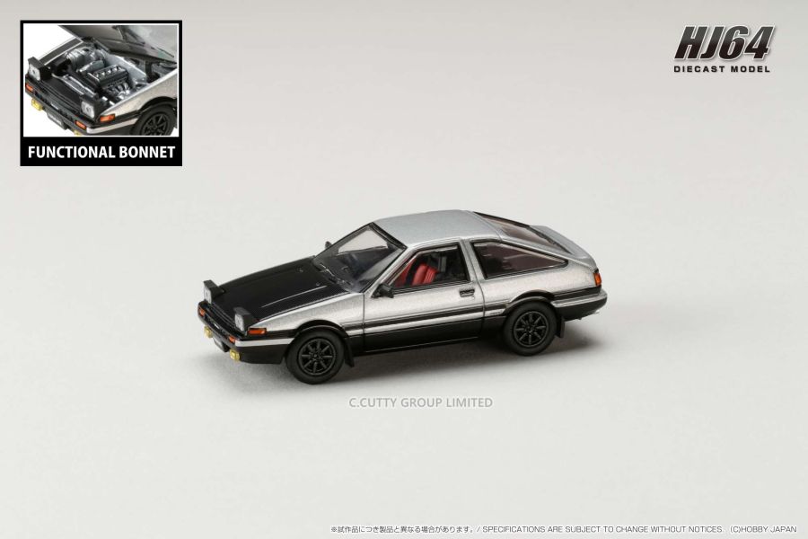 Hobby JAPAN 1/64 豐田 Toyota SPRINTER TRUENO GT APEX (AE86) JDM Style 碳纖維引擎蓋版 銀黑 Hobby JAPAN 1/64 豐田 Toyota SPRINTER TRUENO GT APEX (AE86) JDM Style 碳纖維引擎蓋版 銀黑