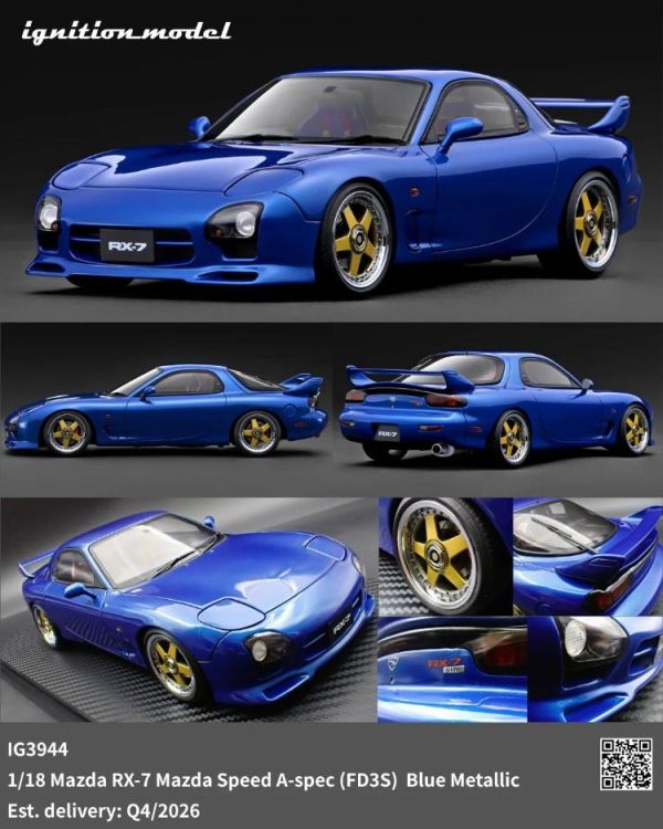 (預購) ignition model 1/18 馬自達 Mazda RX-7 Mazda Speed A-spec (FD3S) Blue Metallic IG3944 20260305 ignition model 1/18 馬自達 Mazda RX-7 Mazda Speed A-spec (FD3S) Blue Metallic IG3944