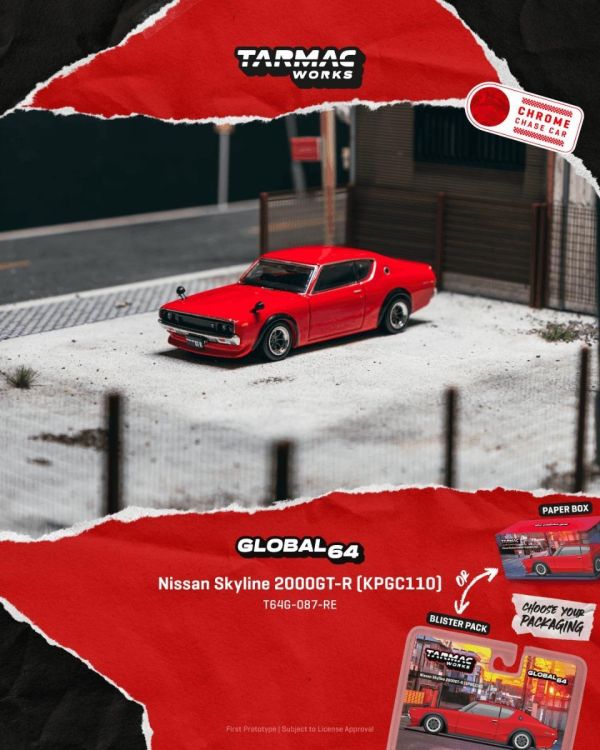 (預購) Tarmac Works 1/64 日產 GLOBAL64 Nissan Skyline 2000GT-R (KPGC110) Red T64G-087-RE 20260824 Tarmac Works 1/64 日產 GLOBAL64 Nissan Skyline 2000GT-R (KPGC110) Red T64G-087-RE