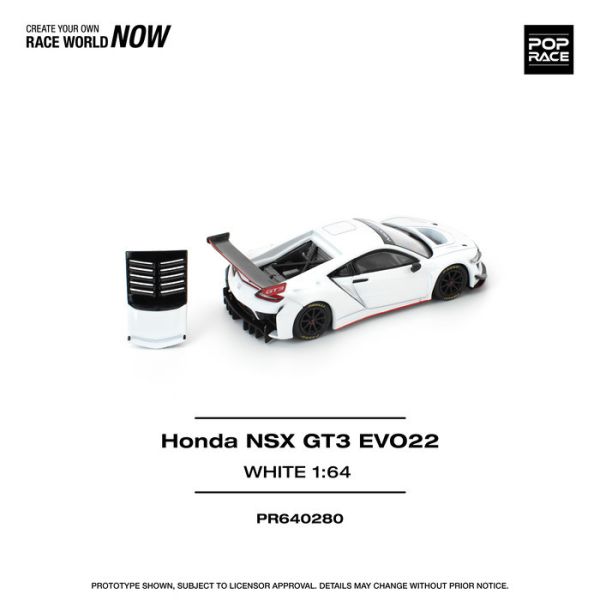 POP RACE 1/64 本田 HONDA NSX GT3 EVO22 WHITE PR640280 POP RACE 1/64 本田 HONDA NSX GT3 EVO22 WHITE PR640280