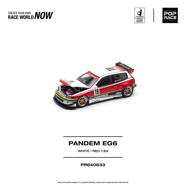(預購) POP RACE 1/64 PANDEM EG6 WHITE/RED 20261108 POP RACE 1/64 PANDEM EG6 WHITE/RED