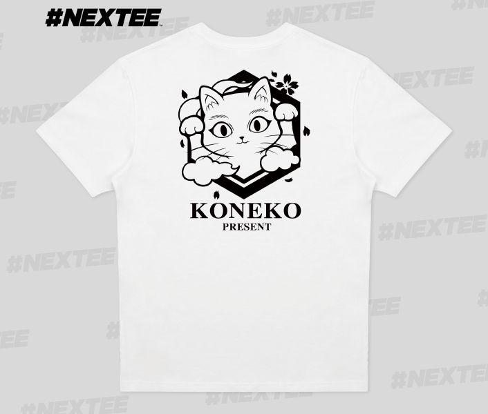 NEXTee KONEKO 龜甲小喵 短袖T恤 白色＆黑色 NEXTee KONEKO 龜甲小喵 短袖T恤 白色＆黑色