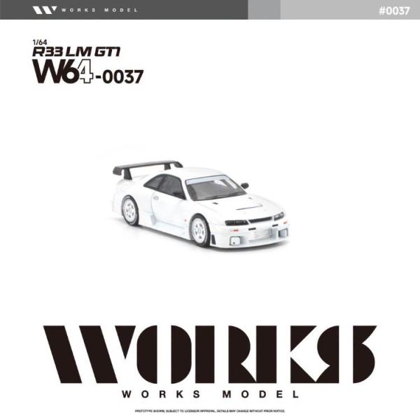 (預購) WORKS MODEL 1/64 R33 LM 1995 GT1 WHITE W640037 20260708 WORKS MODEL 1/64 R33 LM 1995 GT1 WHITE W640037