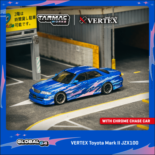 TARMAC WORKS 1/64 豐田 VERTEX Toyota Mark II JZX100 Blue Metallic T64G-024-BL TARMAC WORKS 1/64 豐田 VERTEX Toyota Mark II JZX100 Blue Metallic T64G-024-BL