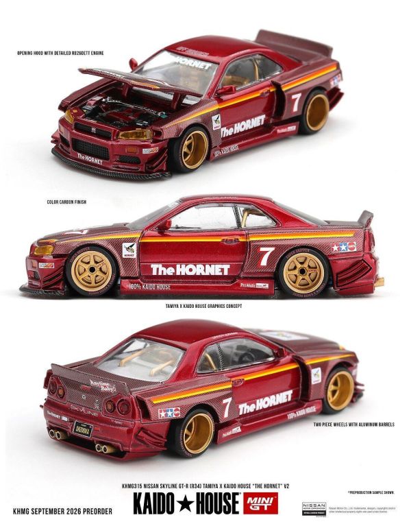 (預購) KAIDO HOUSE 1/64 日產 Nissan Skyline GT-R (R34) TAMIYA x KAIDO HOUSE "The Hornet" V2 KHMG315 20260917 KAIDO HOUSE 1/64 日產 Nissan Skyline GT-R (R34) TAMIYA x KAIDO HOUSE "The Hornet" V2 KHMG315