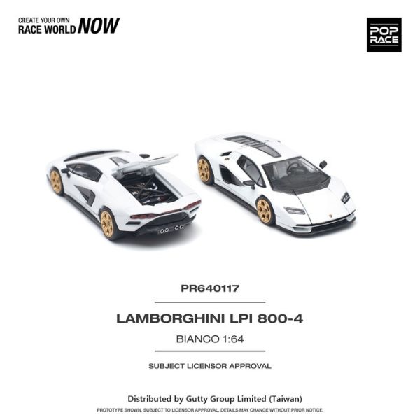 POP RACE 1/64 藍寶堅尼 LAMBORGHINI COUNTACH LPI 800-4 (BIANCO SIDERALE) PR640117 POP RACE 1/64 藍寶堅尼 LAMBORGHINI COUNTACH LPI 800-4 (BIANCO SIDERALE) PR640117