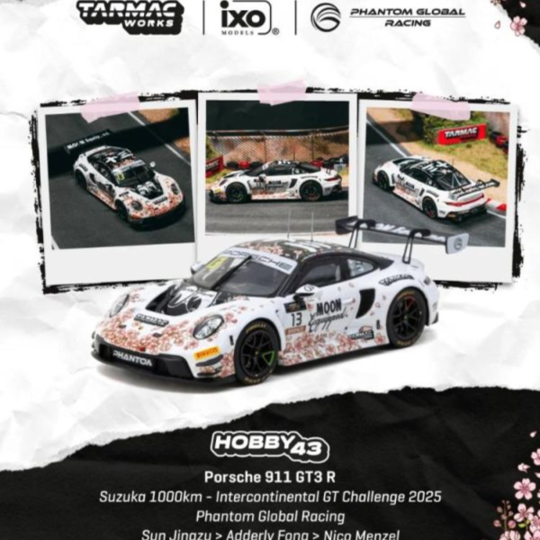 (預購) TARMAC WORKS 1/64 保時捷 HOBBY43 Porsche 911 GT3 R Suzuka 1000km - Intercontinental GT Challenge 2025 T43-030-25SUZ13 20260607 TARMAC WORKS 1/64 保時捷 HOBBY43 Porsche 911 GT3 R Suzuka 1000km - Intercontinental GT Challenge 2025 T43-030-25SUZ13