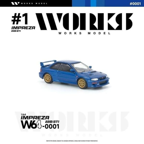 (預購) WORKS Model 1/64 速霸陸 SUBARU IMPREZA 22B STI BLUE W640001 20260524 WORKS Model 1/64 速霸陸 SUBARU IMPREZA 22B STI BLUE W640001