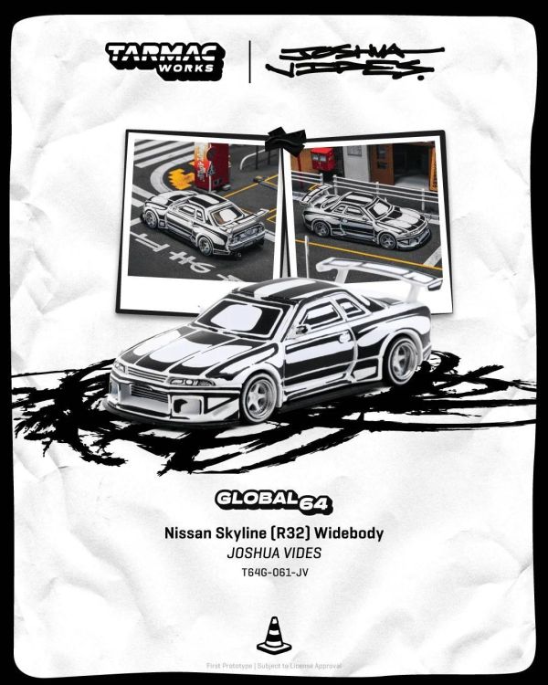 (預購) TARMAC WORKS 1/64 日產 GLOBAL64 Nissan Skyline (R32) Widebody - Designed by JOSHUA VIDES 20261018 TARMAC WORKS 1/64 日產 GLOBAL64 Nissan Skyline (R32) Widebody - Designed by JOSHUA VIDES