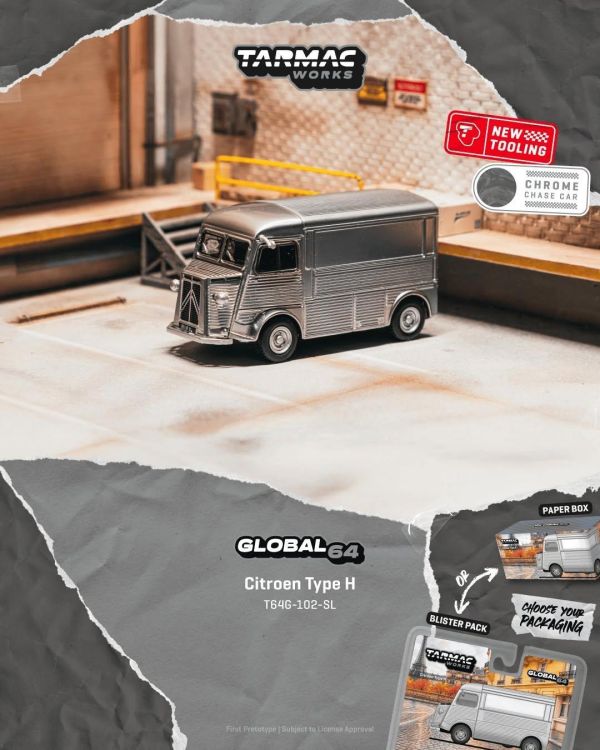 (預購) [一般版] [吊卡版] TARMAC WORKS 1/64 GLOBAL64 Citroen Type H Silver 分別販售 20261018 [一般版] [吊卡版] TARMAC WORKS 1/64 GLOBAL64 Citroen Type H Silver 分別販售