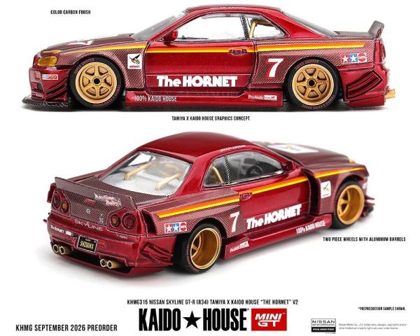 (預購) KAIDO HOUSE 1/64 日產 Nissan Skyline GT-R (R34) TAMIYA x KAIDO HOUSE "The Hornet" V2 KHMG315 20260917 KAIDO HOUSE 1/64 日產 Nissan Skyline GT-R (R34) TAMIYA x KAIDO HOUSE "The Hornet" V2 KHMG315