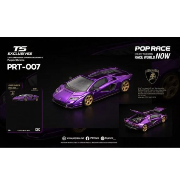 (預購) [吊卡版] POP RACE 1/64 藍寶堅尼 LAMBORGHINI COUNTACH LPI 800-4 Purple Chrome PRT007 20260810 [吊卡版] POP RACE 1/64 藍寶堅尼 LAMBORGHINI COUNTACH LPI 800-4 Purple Chrome PRT007