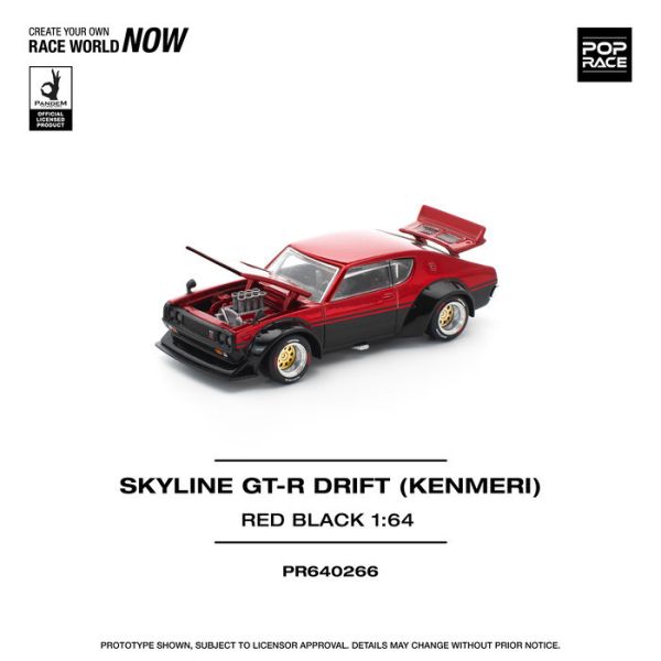 POP RACE 1/64 日產 Nissan KPGC110 KENMERI RED/BLACK PR640266 POP RACE 1/64 日產 Nissan KPGC110 KENMERI RED/BLACK PR640266